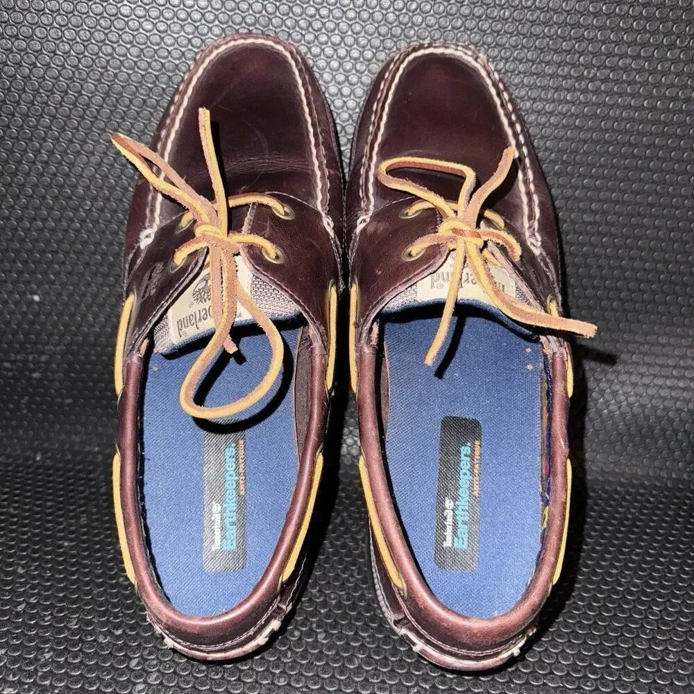 Timberland Classic 2 Eye Brown Leather Comfy Boat Shoes Loafers Mens Size 11.5M